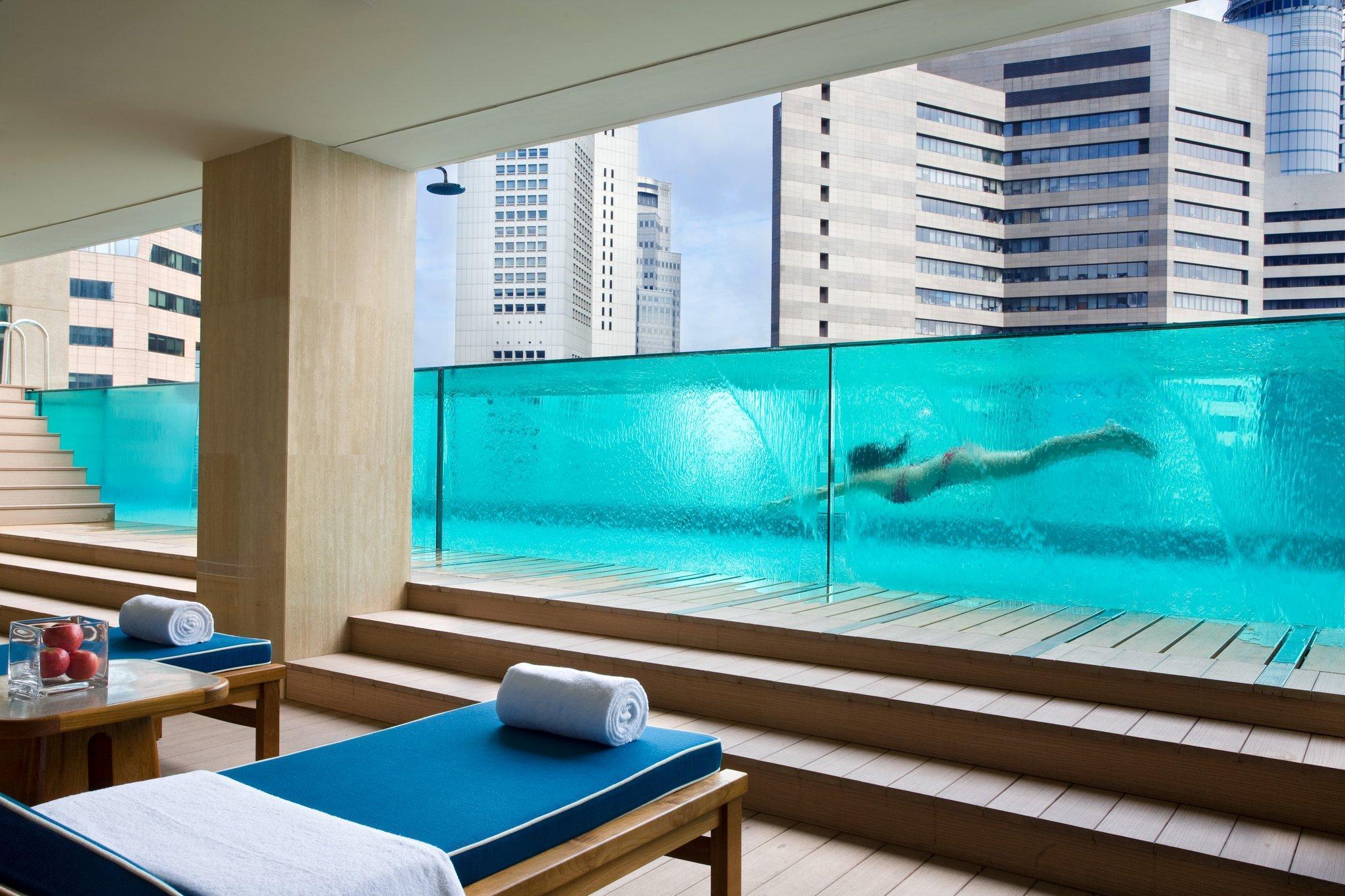 Ascott Raffles Place Szingapúr Létesítmények fotó The pool at the hotel